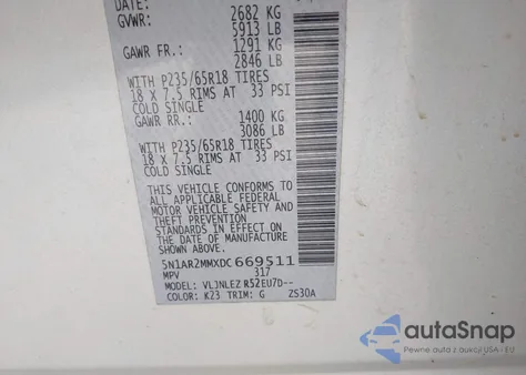 2013 Nissan Pathfinder Sv из США, поврежденный, VIN 5N1AR2MMXDC669511